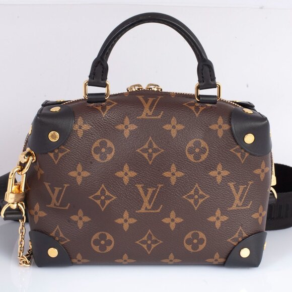 Authentic Louis Vuitton Black/Brown Monogram Petite Malle Souple Shoulder Bag - Picture 3 of 10